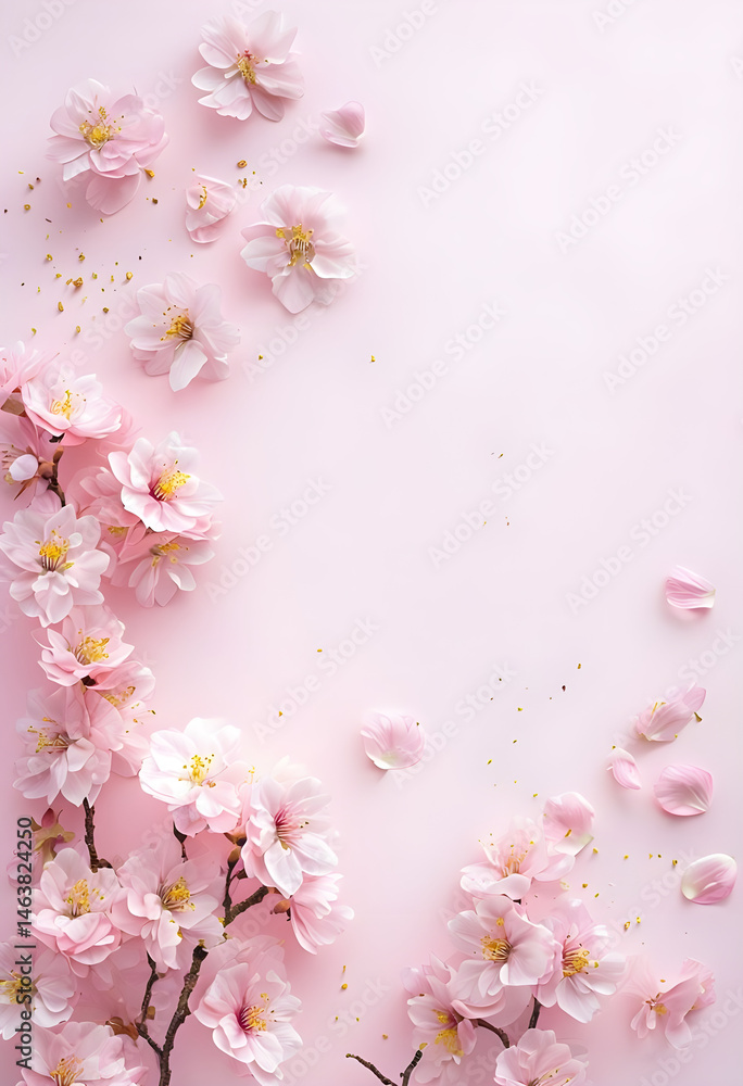 cherry blossom on baby pink background