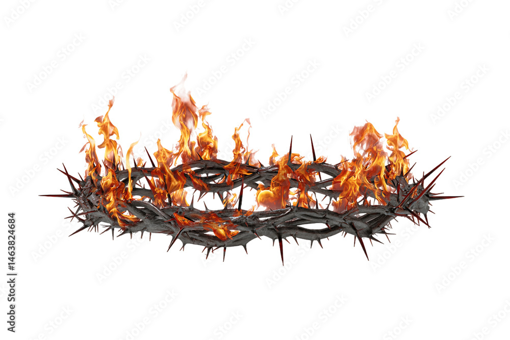 Fototapeta premium Fiery Crown of Thorns on Transparent Background, PNG