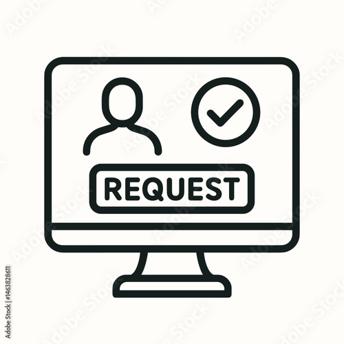 Identity verification request outline icon on computer screen