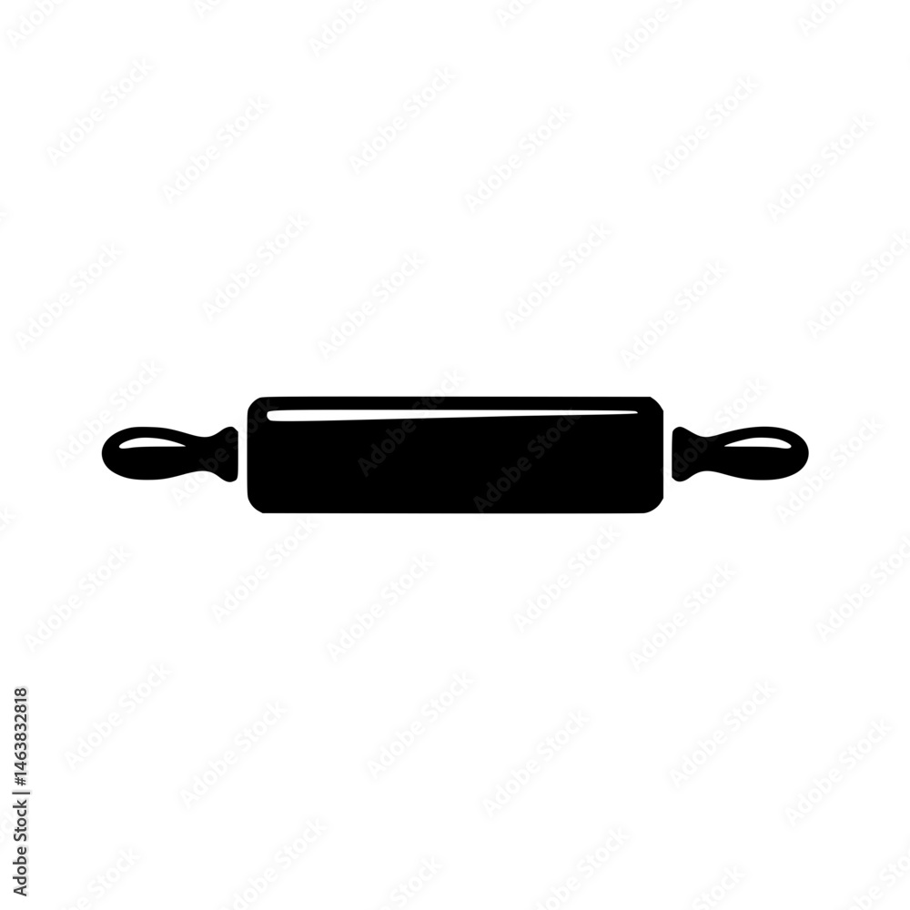 Black silhouette of a rolling pin with handles on both ends Black silhouette of a rolling pin with handles on both ends