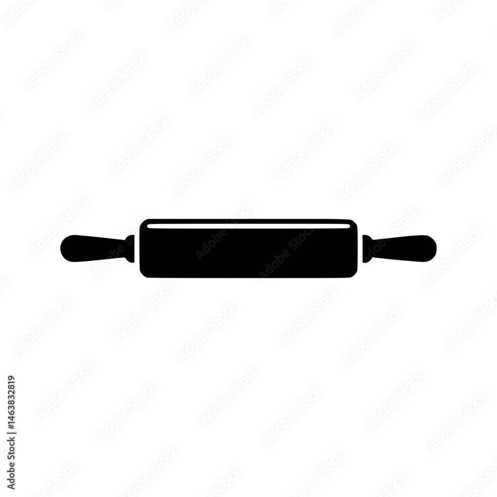 Black silhouette of a rolling pin with handles on both ends Black silhouette of a rolling pin with handles on both ends