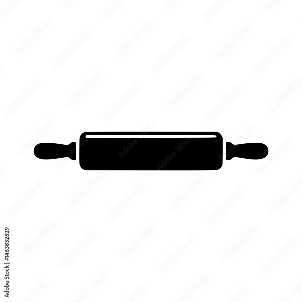Black silhouette of a rolling pin with handles on both ends Black silhouette of a rolling pin with handles on both ends