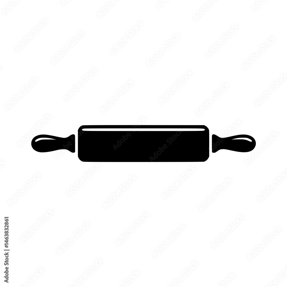 Black silhouette of a rolling pin with handles on both ends Black silhouette of a rolling pin with handles on both ends