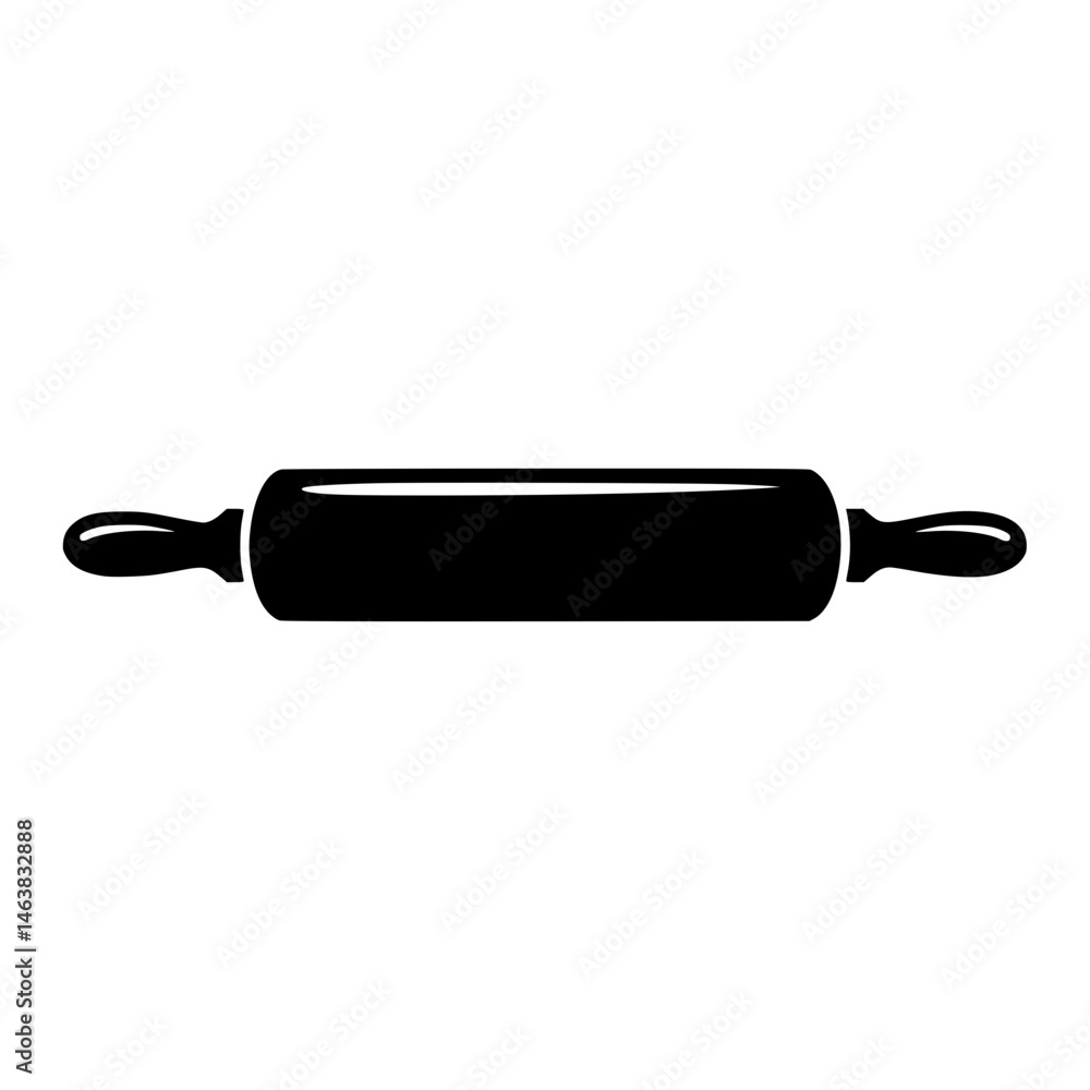 Black silhouette of a rolling pin with handles on both ends Black silhouette of a rolling pin with handles on both ends