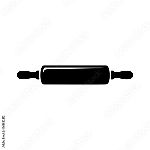 Black silhouette of a rolling pin with handles on both ends