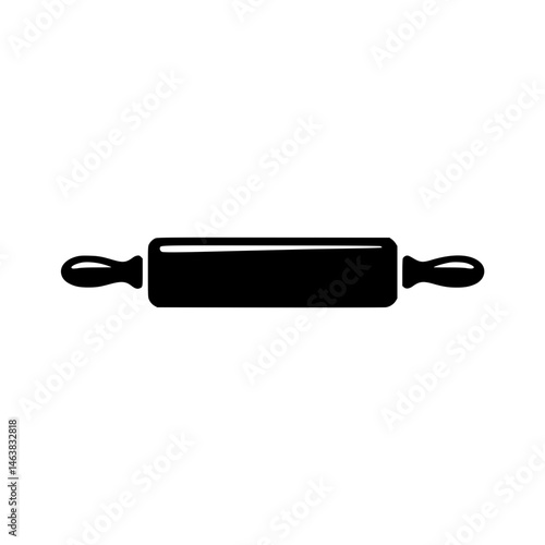 Black silhouette of a rolling pin with handles on both ends