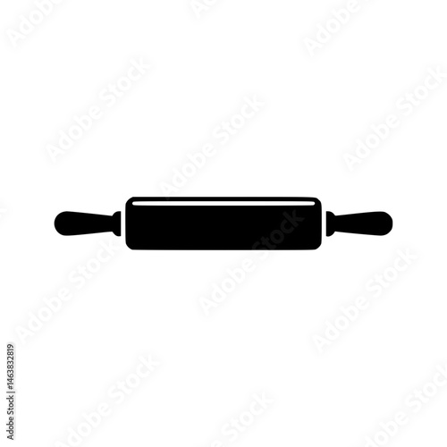 Black silhouette of a rolling pin with handles on both ends