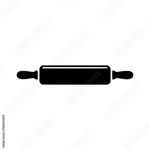 Black silhouette of a rolling pin with handles on both ends