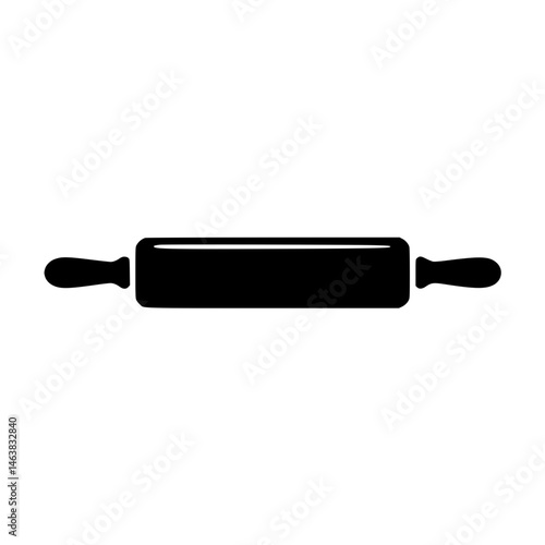 Black silhouette of a rolling pin with handles on both ends