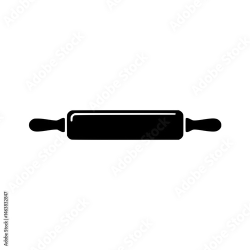 Black silhouette of a rolling pin with handles on both ends