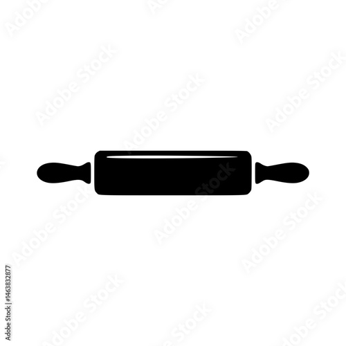 Black silhouette of a rolling pin with handles on both ends