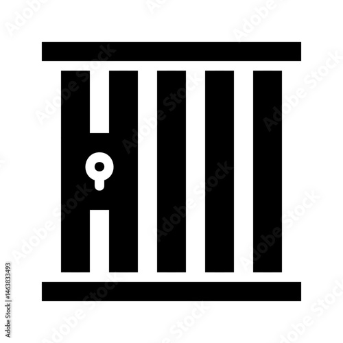 Minimalist jail cell icon depicting confinement and restriction with a keyhole