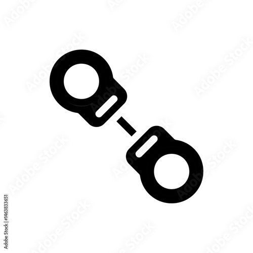 Graphical depiction featuring handcuff symbol, representing law enforcement