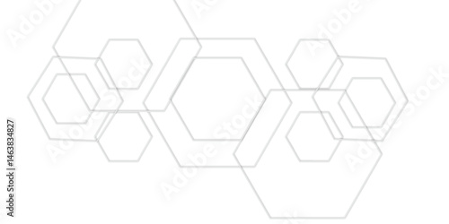 Light whit out line hexagon  3d effect pattern with shadow seamless texture background. Used for cover design, book design, website background, advertising. Vector illustration.  