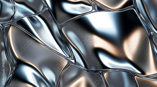 Fototapeta Naklejka Na Ścianę i Meble -  A silver fabric with a pattern of squares and triangles