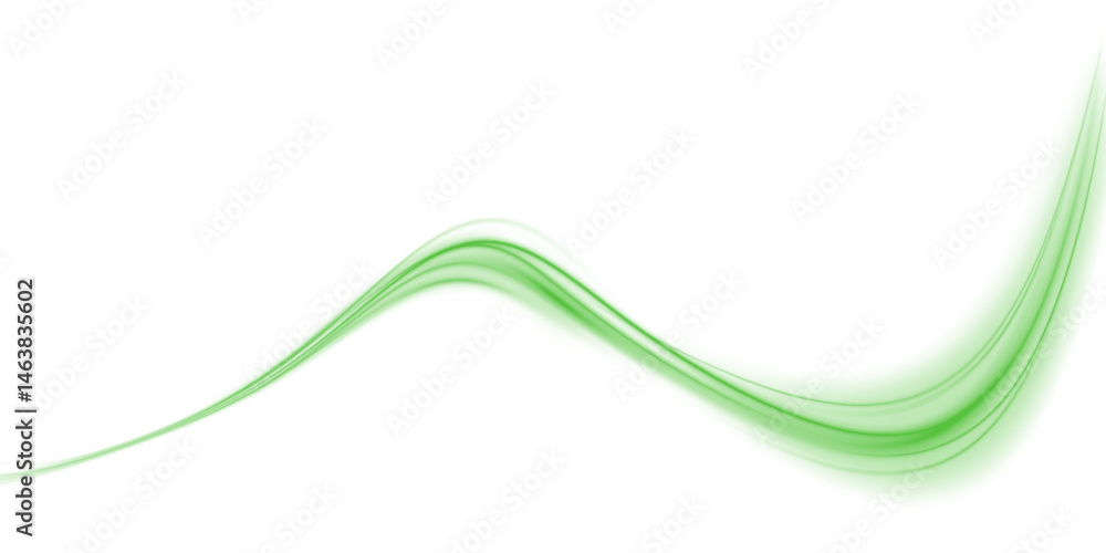 Green glowing light trail vector - green line effect, winding green path, wave , curved energy vortex, futuristic background on a transparent PNG background Green glowing light trail vector - green line effect, winding green path, wave , curved energy vortex, futuristic background on a transparent PNG background