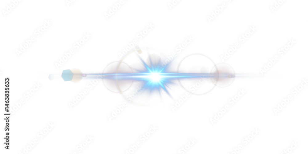 Obraz premium Glowing blue light explodes with bright light, Bright blue sun shines. Special glare effect.