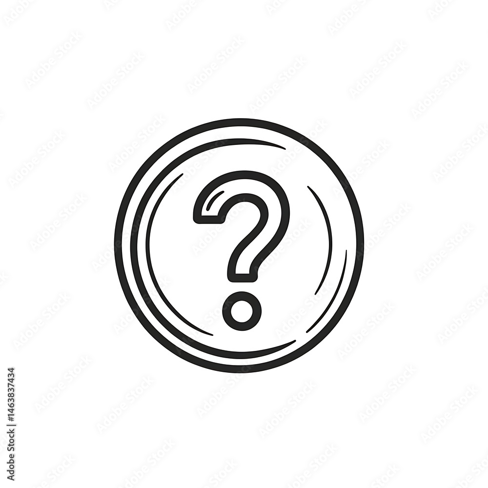 icon of a question mark in a circle simple black and white bold lines no shading or gradients art style white background icon of a question mark in a circle simple black and white bold lines no shading or gradients art style white background