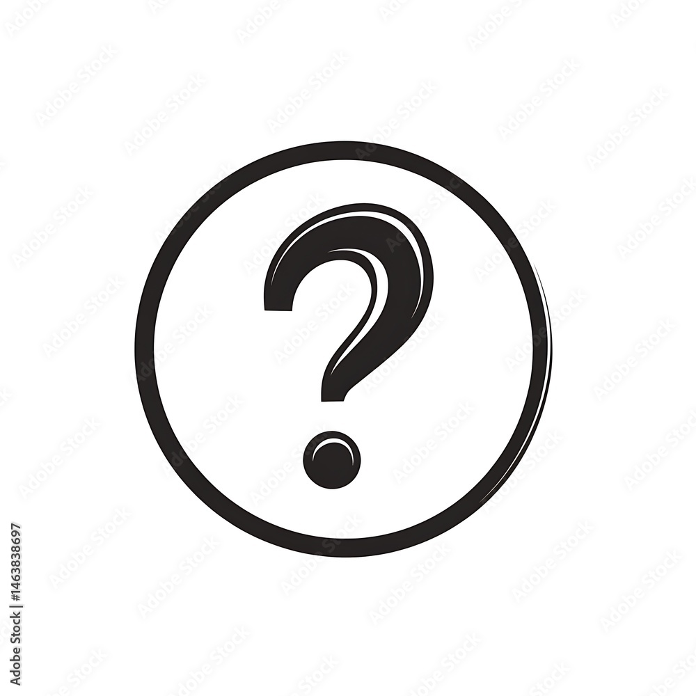 icon of a question mark in a circle with a simple design in black and white The lines are bold creating a high-contrast image on a white background without any shadows icon of a question mark in a circle with a simple design in black and white The lines are bold creating a high-contrast image on a white background without any shadows