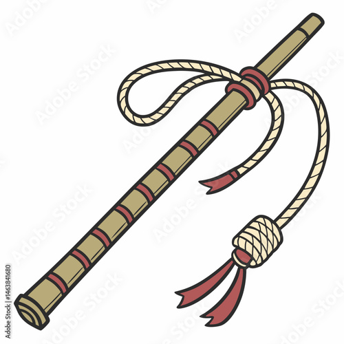 Detailed View of a Traditional Whip Used in Equestrian Activities and Training