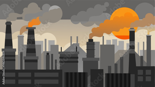The smoke from chimneys hangs low casting a grey veil over the skyline and making the suns rays appear dim and lifeless.