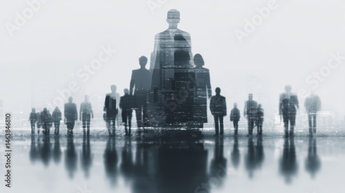 Creative concept of workplace hierarchy and influence through human structure