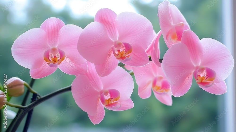 Fototapeta premium Pink orchid flowers on blurred background