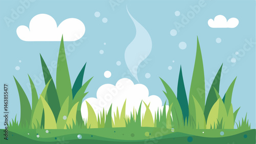 The scent of fresh dew on the grass lingers in the air creating a crisp and refreshing atmosphere.