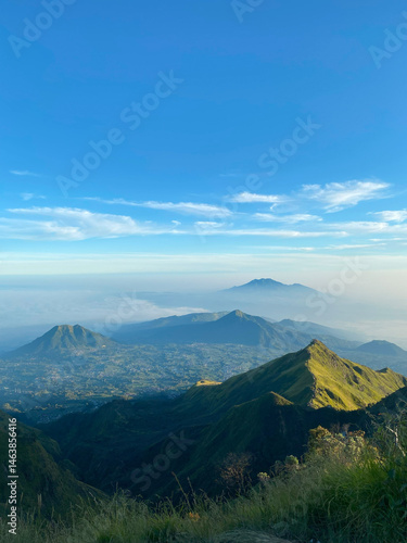Mount Merapi Morning View from Mount Merbabu – Scenic Volcanic Landscape in Indonesia