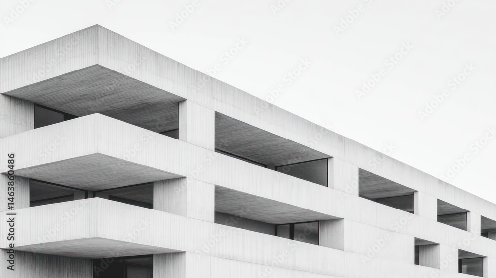 Fototapeta premium Modern geometric building facade minimalist architectural design