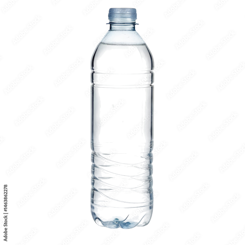 Fototapeta premium Clear plastic water bottle on a black background.
