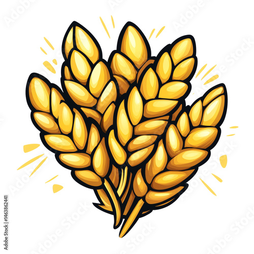 Golden wheat bundle radiating with vibrant charm on a simple setting with clipping path