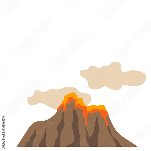 Illustration of Volcano Erupting with Lava and Smoke