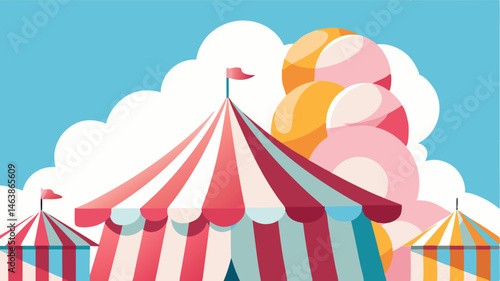 The sweet smell of cotton candy wafts through the air drawing fairgoers to a classic striped tent where they can indulge in the sugary treat.
