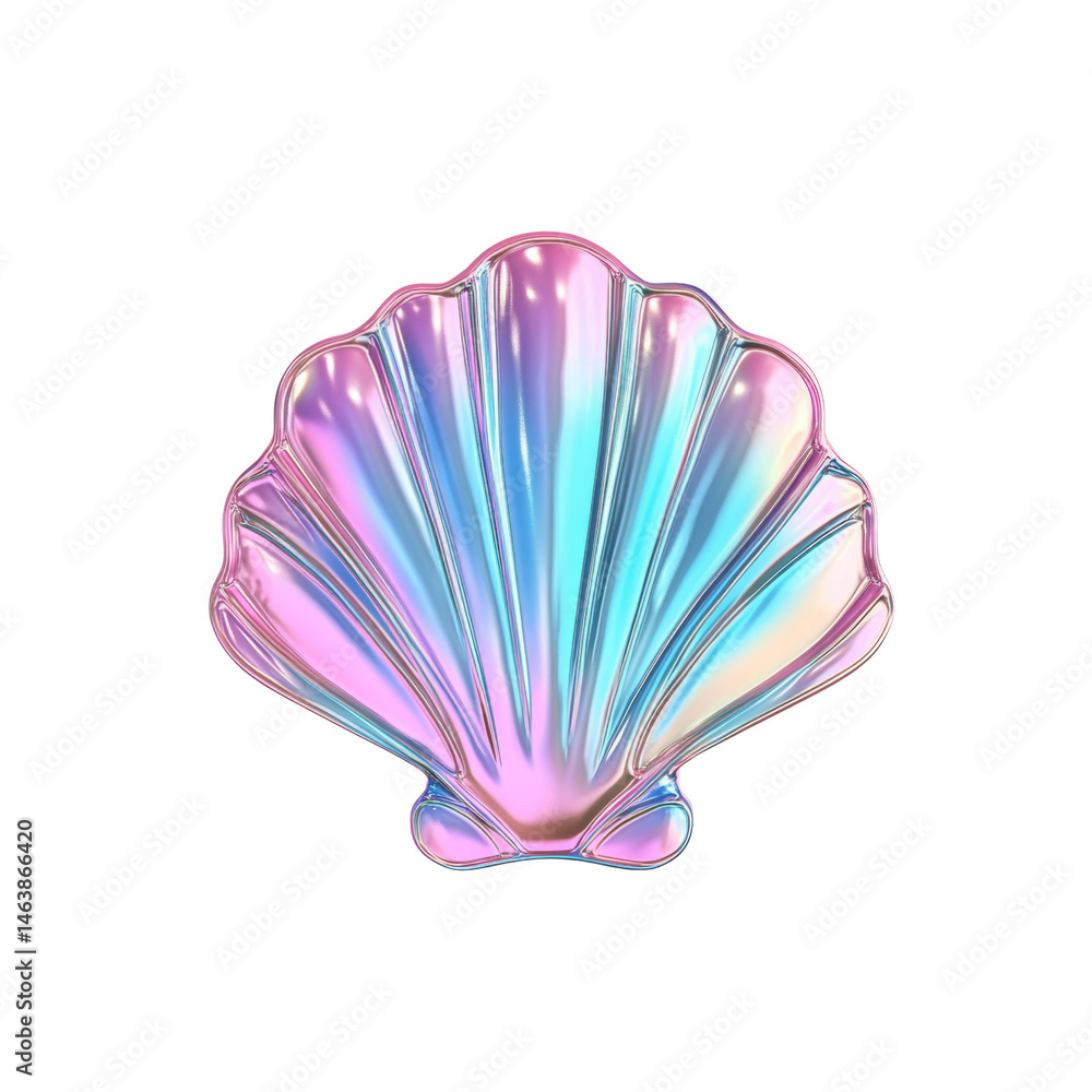 Fototapeta premium Iridescent Pearl Shell A 3D Render of a Shimmering Seashell