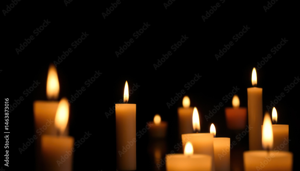 Soft Warm Light from Burning Candles on Dark Background Creating a Peaceful and Relaxing Atmosphere Ideal for Meditation and Wellness Spaces Soft Warm Light from Burning Candles on Dark Background Creating a Peaceful and Relaxing Atmosphere Ideal for Meditation and Wellness Spaces