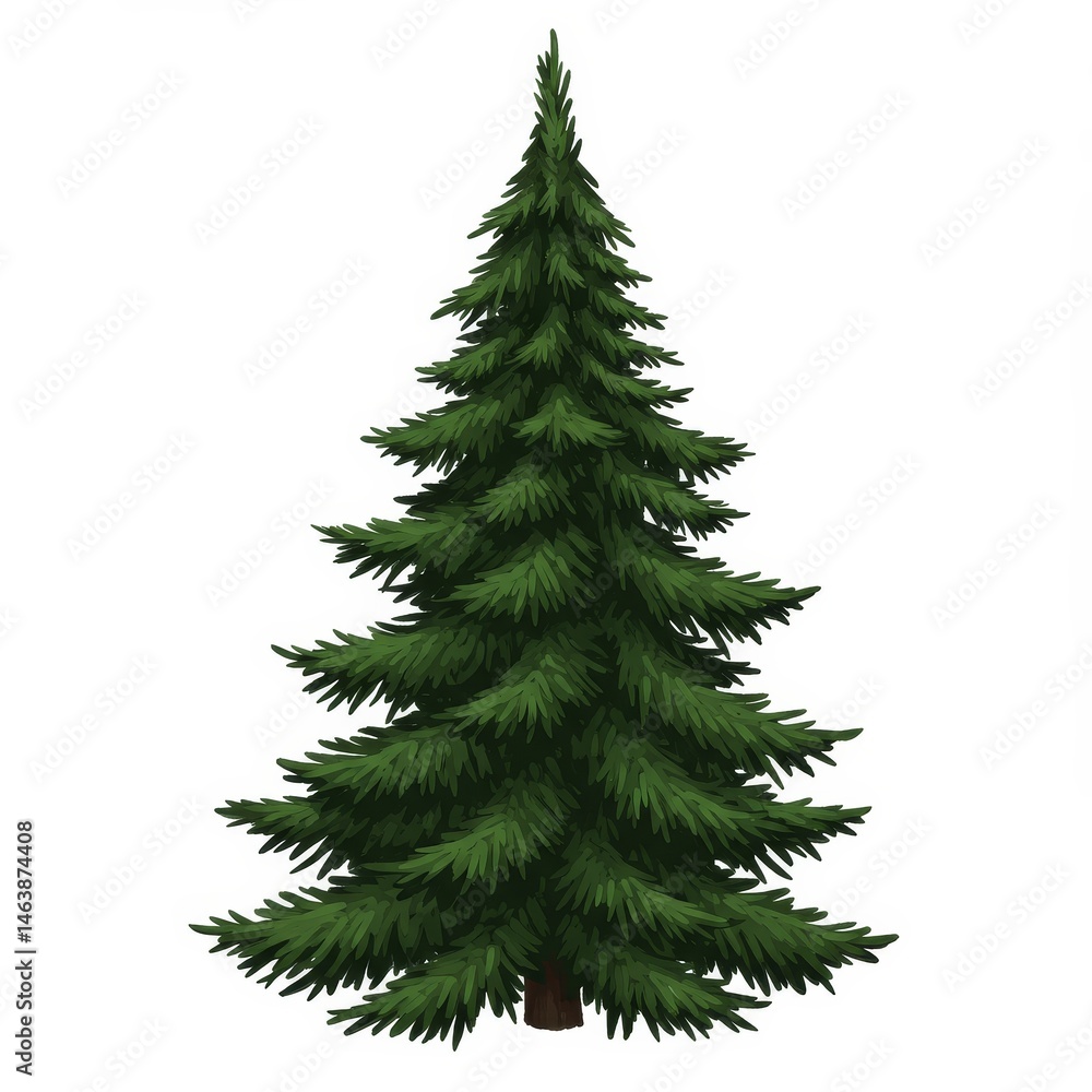 Detailed Isolated Conifer Evergreen Tree on Plain White Background Detailed Isolated Conifer Evergreen Tree on Plain White Background