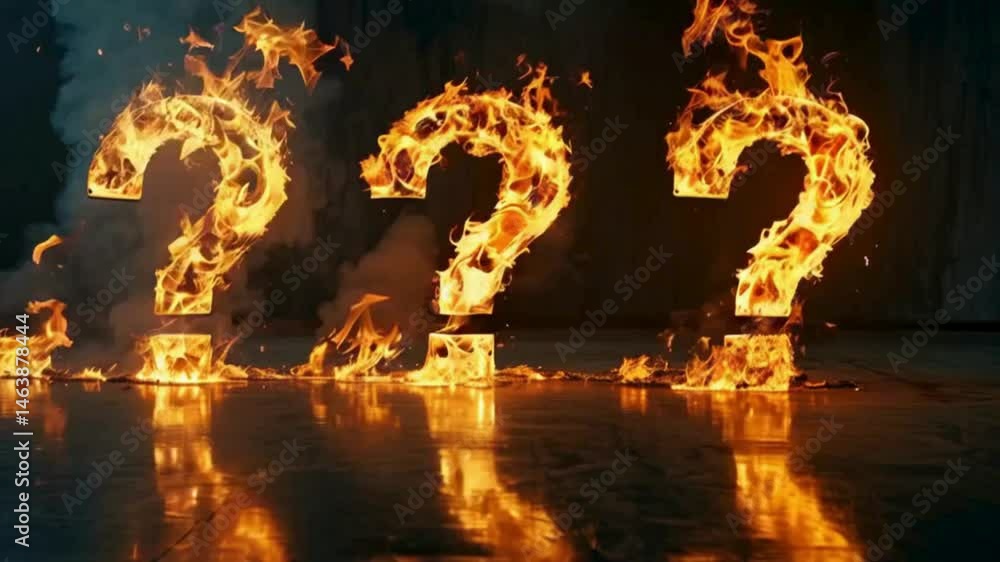 Flaming Question Mark in Dark Room

