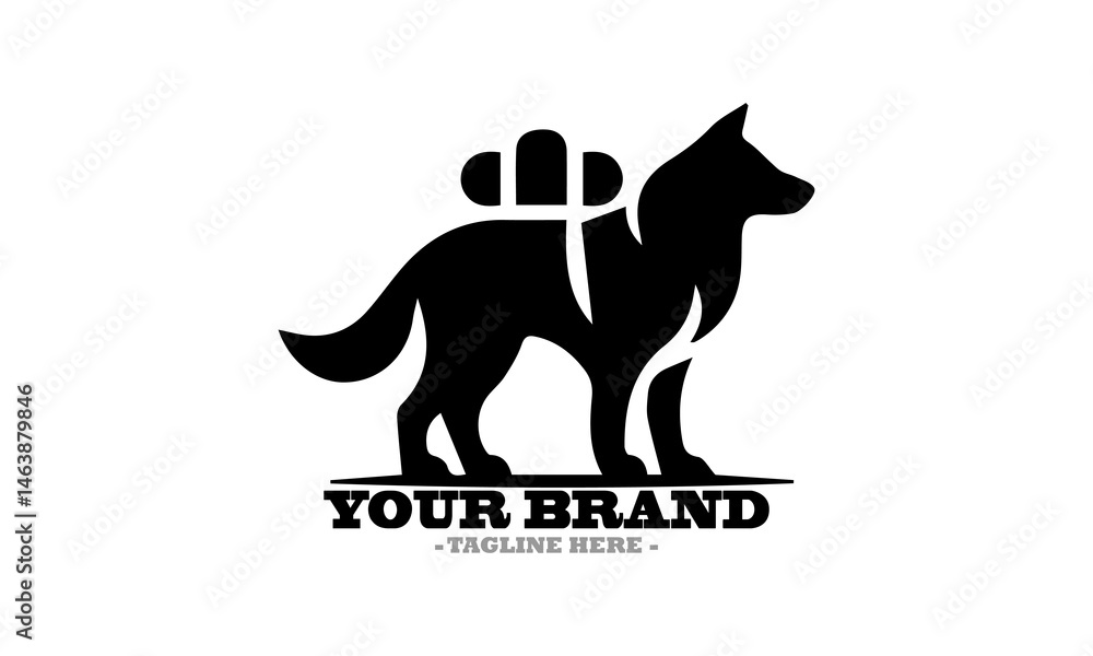 Silhouette of a dog walking with a backpack and Stylized dog illustration a vector icon and dog logo design vector illustration Silhouette of a dog walking with a backpack and Stylized dog illustration a vector icon and dog logo design vector illustration