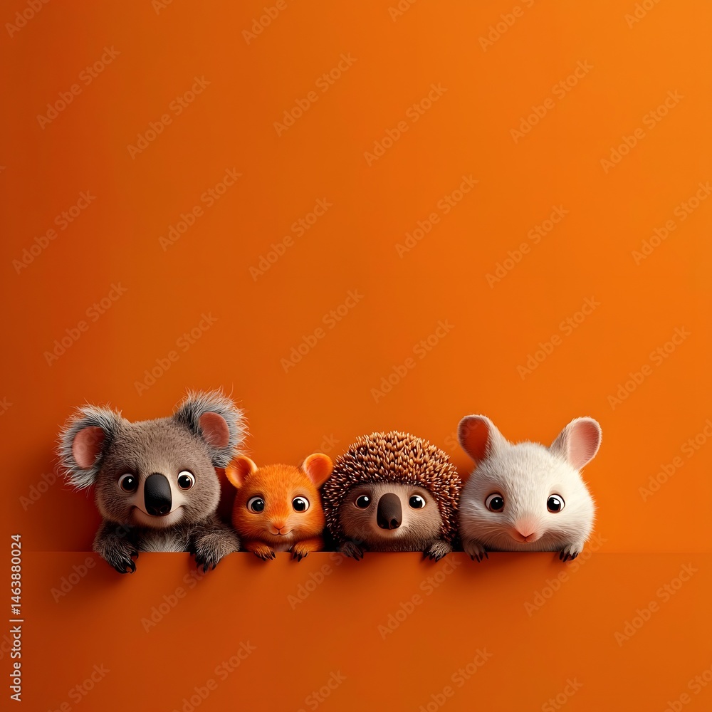Obraz premium Whimsical cartoon animal family portrait