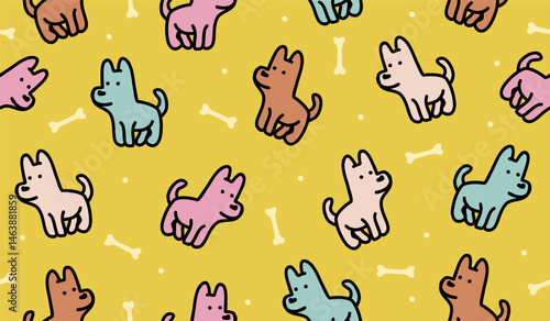 Cute dogs pattern background vector design