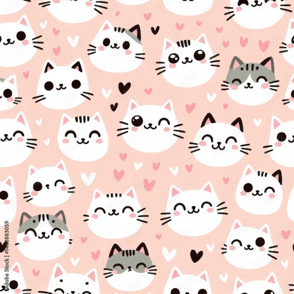 Obraz premium Cute cat patterns for fun and playful decor digital art home environment adorable visuals