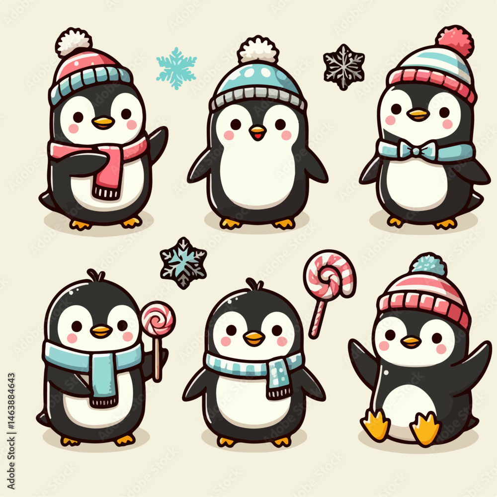 Fototapeta premium set of funny penguins