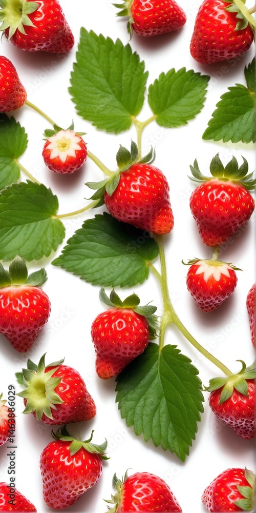Fresh strawberry fruits on white. Top view, flat lay Fresh strawberry fruits on white. Top view, flat lay