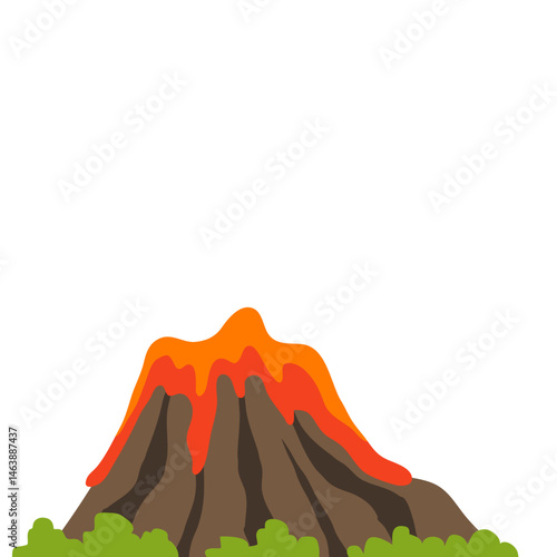 Illustration of Volcano Erupting with Lava