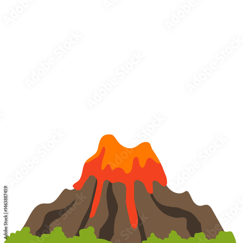 Illustration of Volcano Erupting with Lava