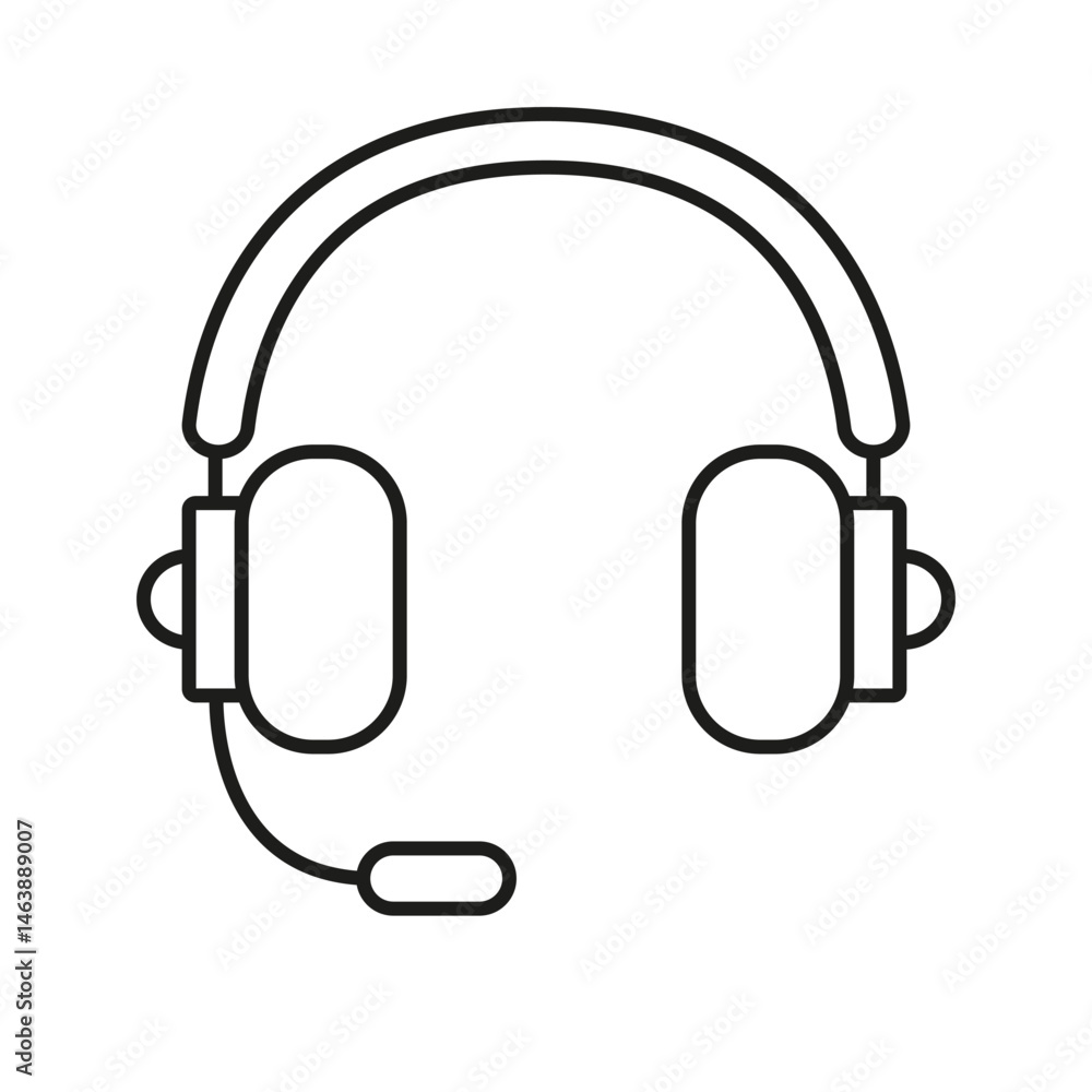 Headset With Microphone Line Icon. Customer Support, Gaming, And Communication Equipment Outline Symbol. Audio Interaction And Call Center Tool. Editable Stroke. Isolated Vector Illustration Headset With Microphone Line Icon. Customer Support, Gaming, And Communication Equipment Outline Symbol. Audio Interaction And Call Center Tool. Editable Stroke. Isolated Vector Illustration
