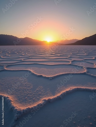 Obraz na płótnie Sunrise lights up the salt flats near Badwater in Death Valley NP. w salonie
