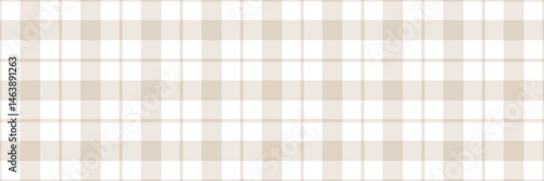 Minimalist soft neutral beige and white gingham check plaid pattern texture background vector repeat pattern banner design