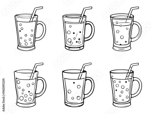 vector line art of ginger ale drink illustration